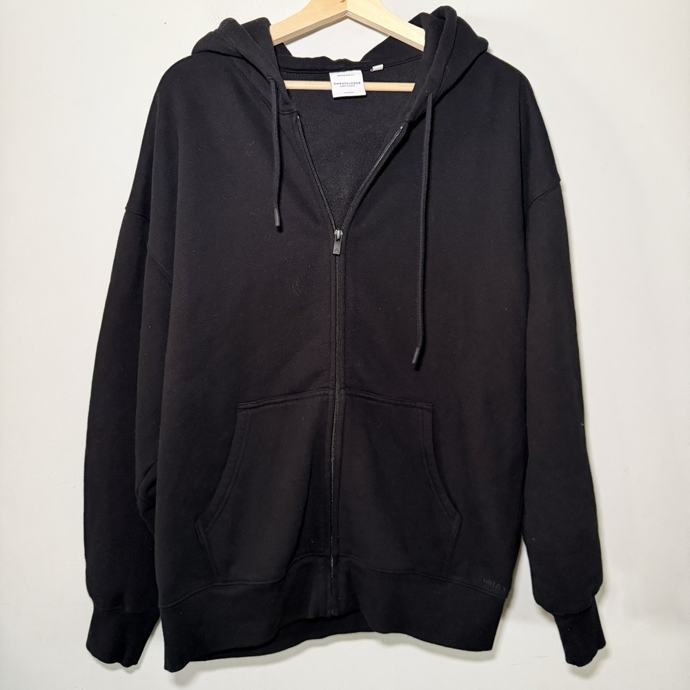 Aritzia Sweatfleece Cozy Fleece Boyfriend Fit Black Hoodie Women's Large